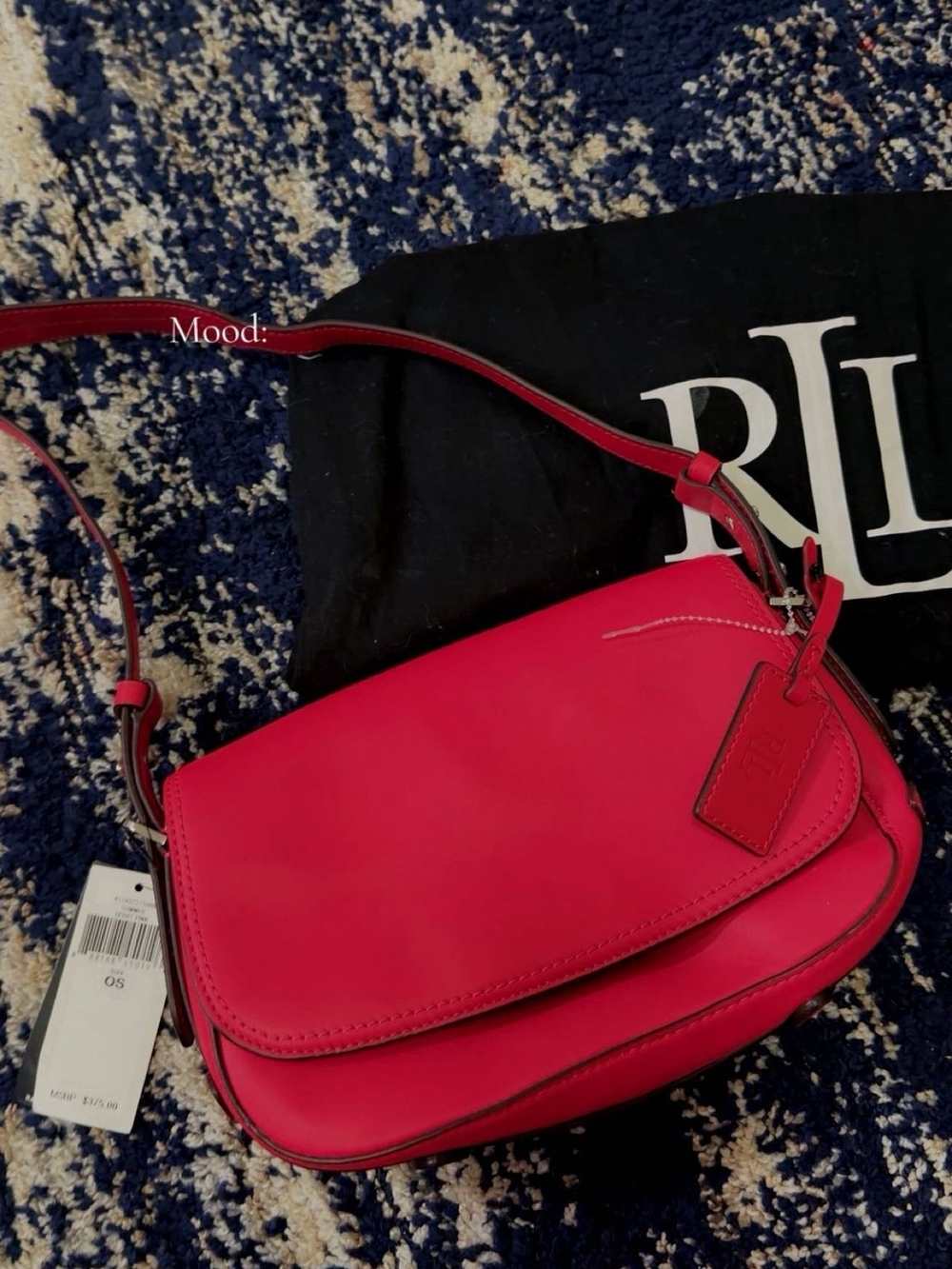 Ralph Lauren Bright Pink Leather Crossbody Shoulder Bag